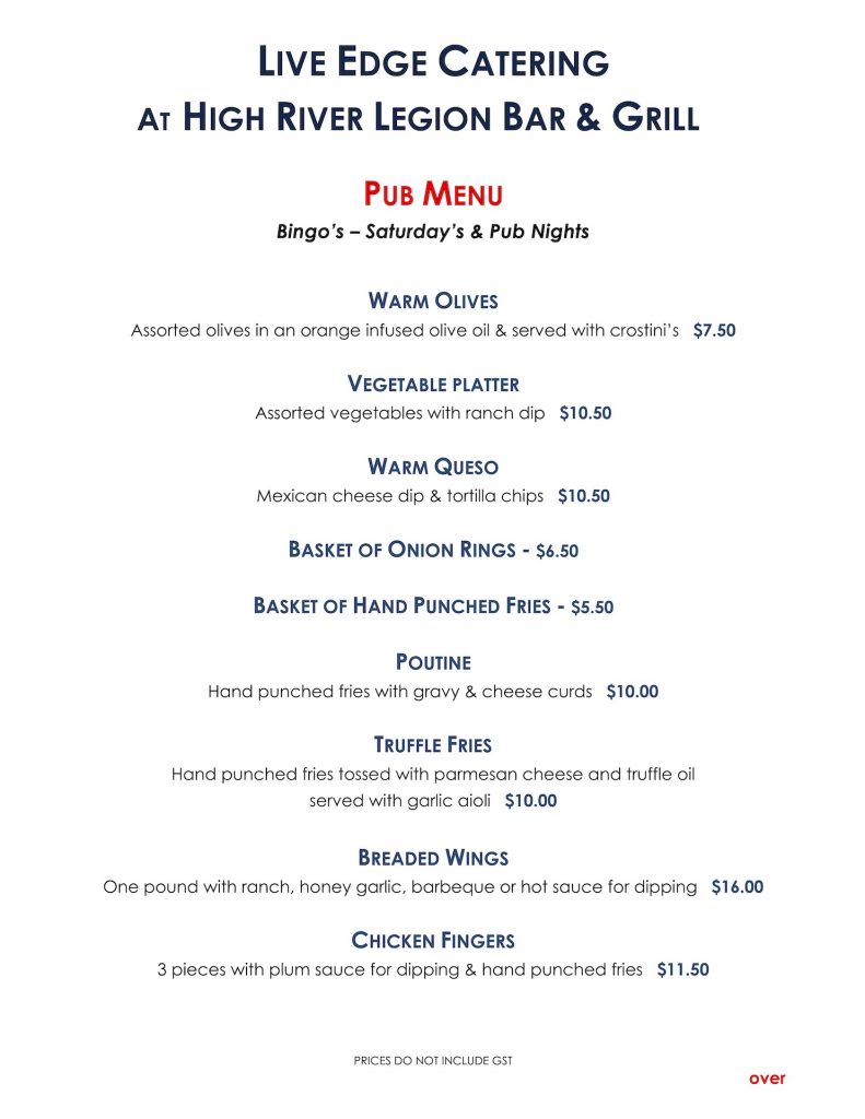 The High River Legion Has Updated Its Food And Beverage Menus   Pub Menu Pg 1 2023 791x1024 